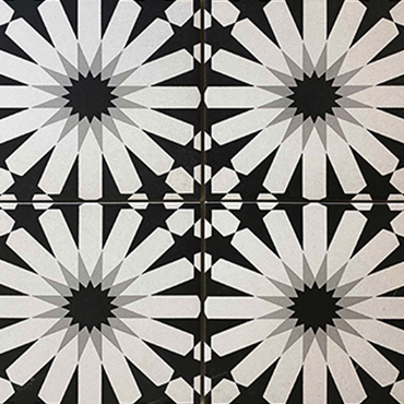 #21-204 SF of 8x8 Aster A Black and White Tile