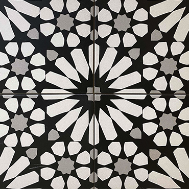 #21-205 SF of 8x8 Big Aster Black and White Tile